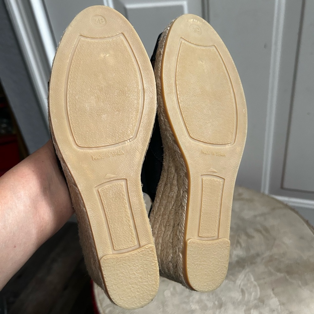 Viscata Barcelona Black Espadrille Wedge Open toe Slingback Espadrille Wedge - Picture 10 of 14